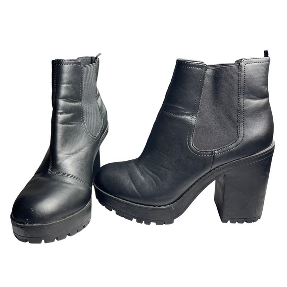 H & M Divided Chelsea Black  Round Toe Ankle Boots Size 40 - Picture 8 of 11